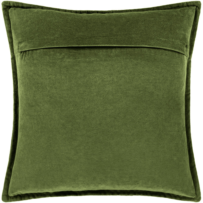 Edgar Square Cotton Velvet Throw Pillow, Dark Green, Polyester/Polyfill, 18"H x 18"W