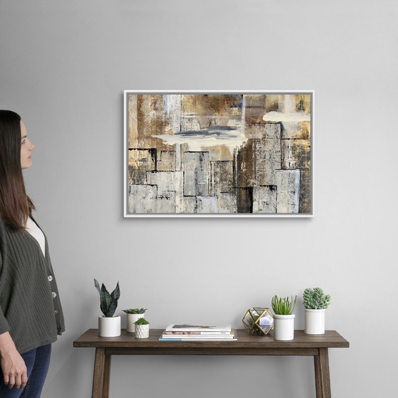 «City Workings II» par Tyson Estes, impression sur toile, H 22 po x l 32 po x P 1,75po, Cadre flottant blanc