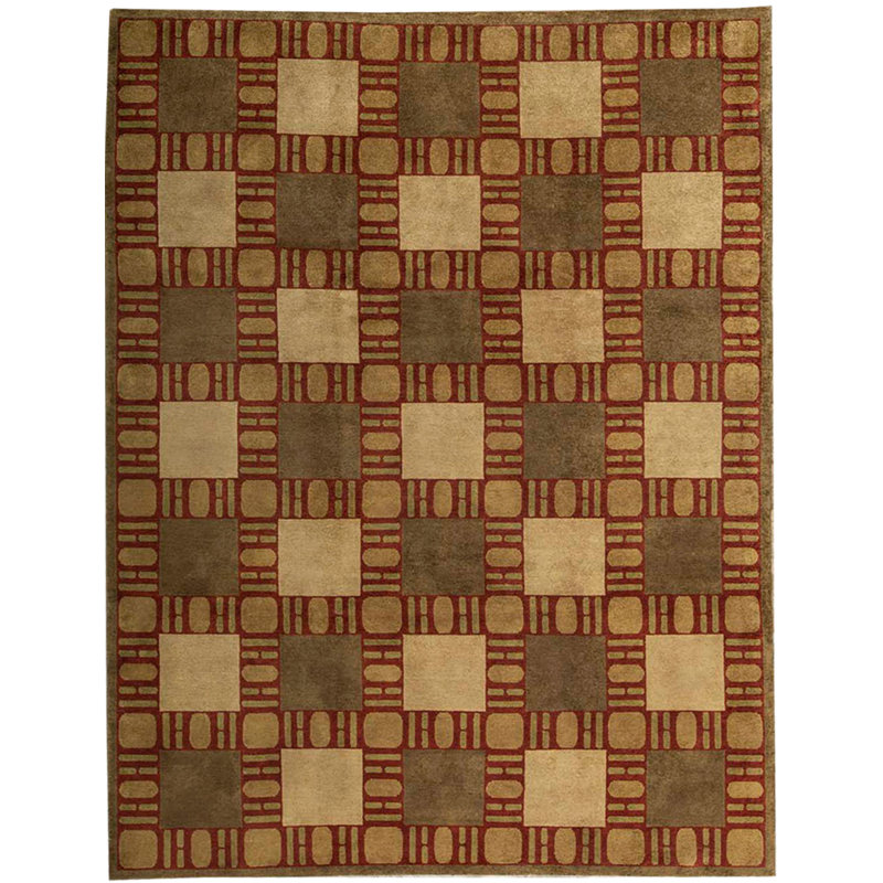 Hand-Knotted High-Quality Red Area Rug, Rectangle 8'11" x 11'8"