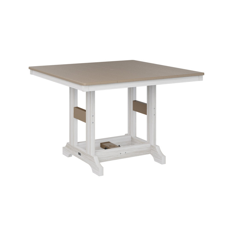 Garden Classic Outdoor Square Bar Table, Seashell, Weatherwood