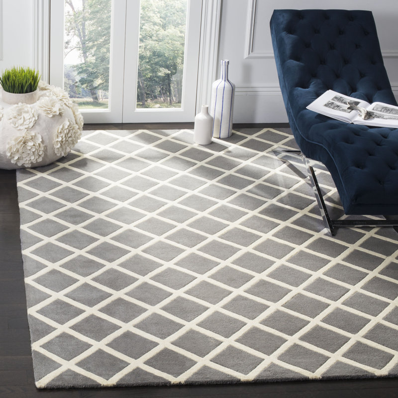Temelec Geometric Wool Hand Woven Area Rug, Rectangle 122 x 183 cm