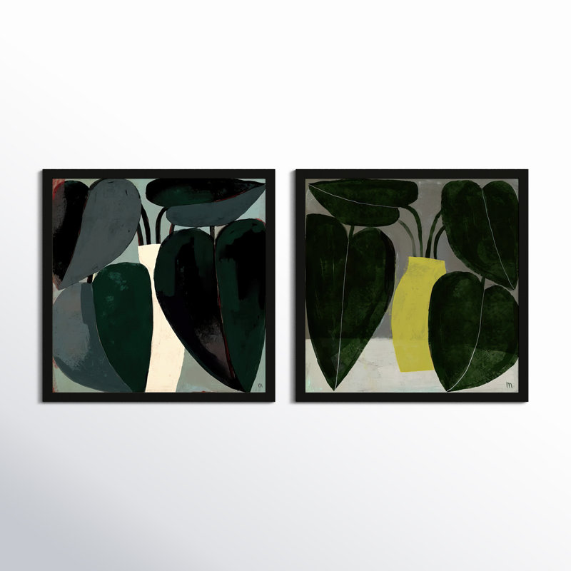 Plant Set Of 2 Painting by Studiom, 24" H x 24" W, Black