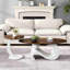 Table basse ovale et ronde blanche pour le salon, grande table 47,24 po, petite base robuste 19,69 po