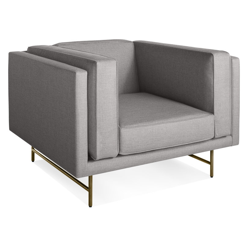 Bank Club Chair, Vern Grey, Antiqued Brass