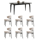 Smooth rock plate dining table and chair set