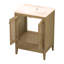 Meuble-lavabo 24 po avec lavabo en céramique, armoire de rangement en rotin avec deux portes et tiroir, structure solide