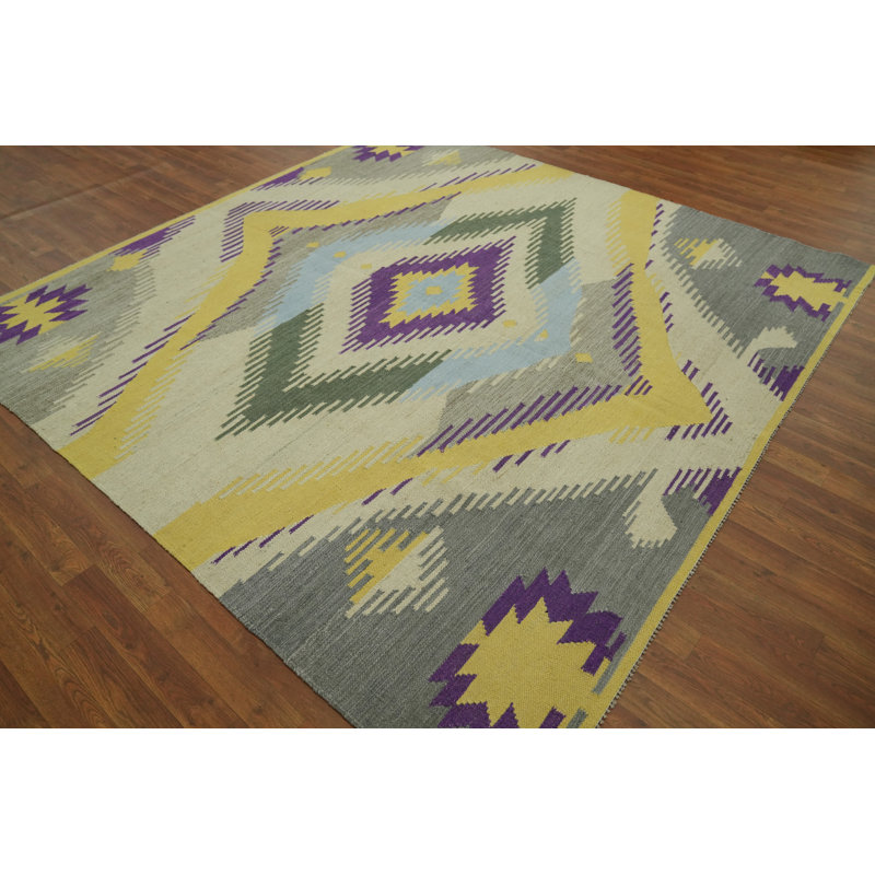 Tapis géométrique à motif géométrique kilim 8x8