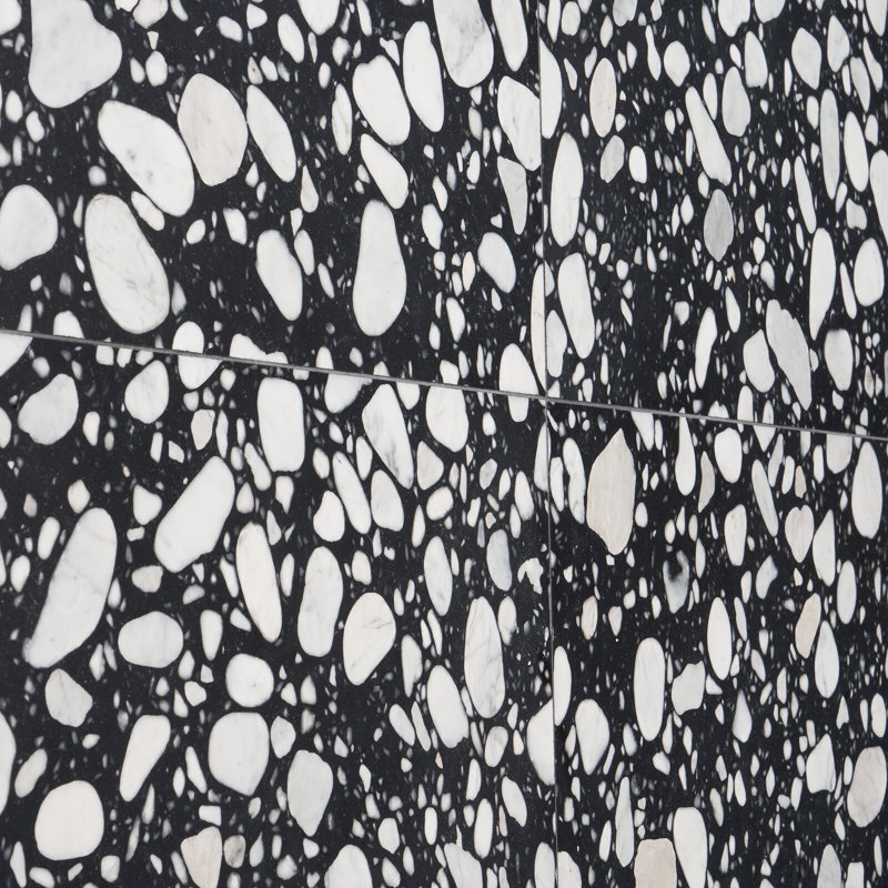 Terrazzo Italy 23.62 in. x 23.62 in. Honed Tile, Sacra Black & White