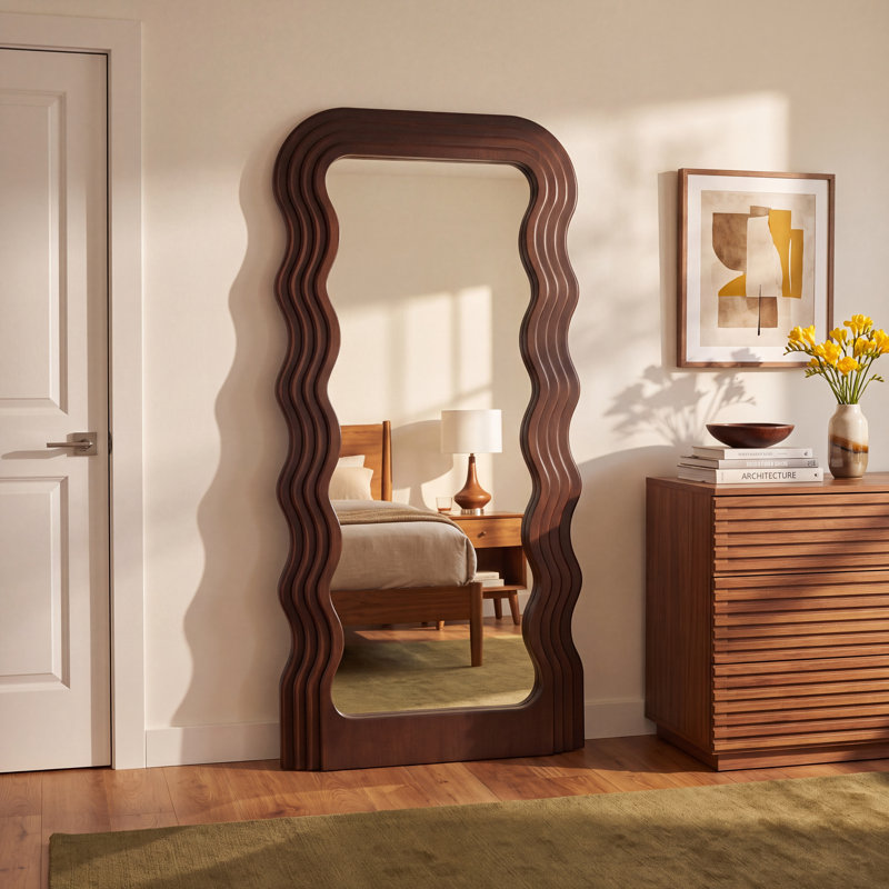 Ranstead Wavy Floor Mirror, Walnut