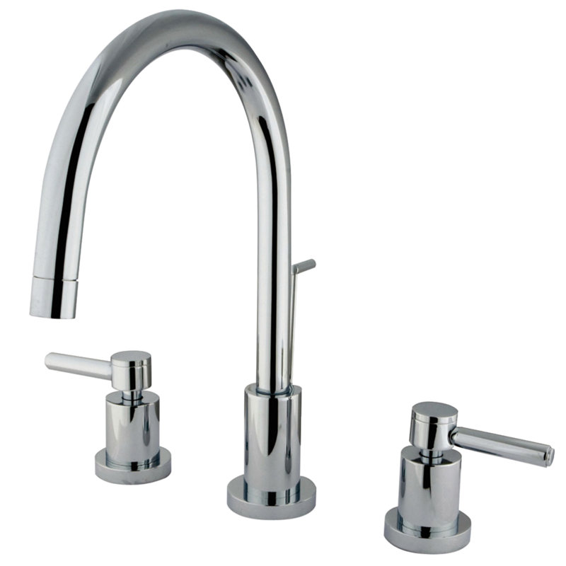 Robinet de salle de bain à large entraxe avec drain Concord, Chrome poli