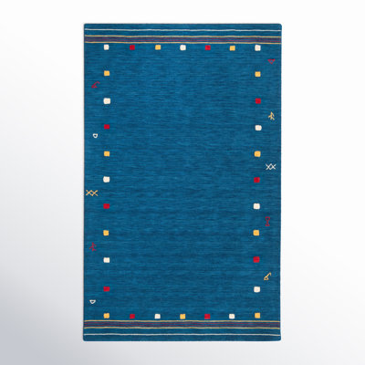 Danette Blue Southwestern Hand-Loomed Wool Rug