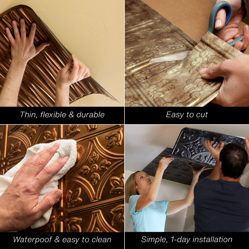 Panneau de plafond décoratif en vinyle 2 pi x 4 pi FASÄDE, Bronze des Bermudes