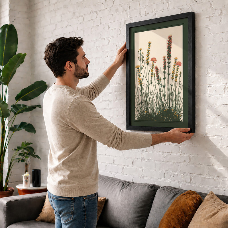 Wildflower Meadow Botanical - Framed Print, Black, A4 - 29.7 x 21.0 cm