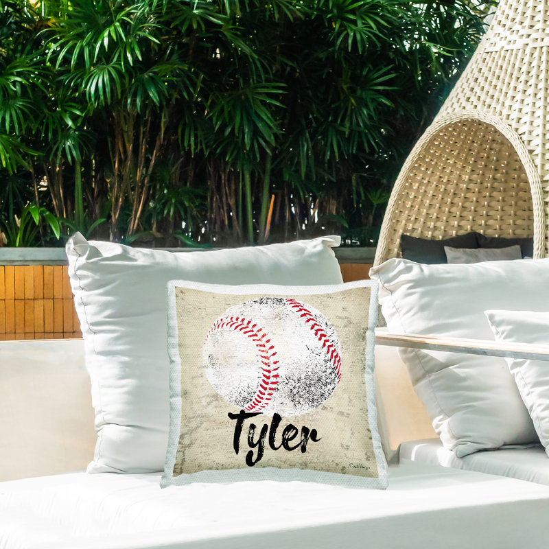 Coussin d'extérieur imprimé Vintage Sports Baseball par Peter Horjus, Oui
