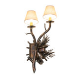 12" Wide Pinewood 2 Light Right Wall Sconce