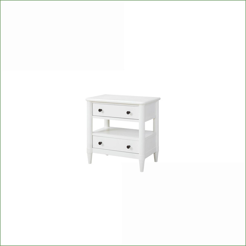 Table de chevet blanche moderne à 2 tiroirs - Rangement pour chambre