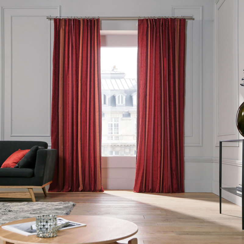 Chenonceau Room Darkening Single Curtain Single Panel, Bright Red