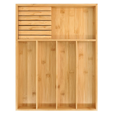 Bamboo Silverware Drawer Organizer, 5 Slots