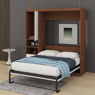 Lit escamotable double pleine grandeur avec armoire