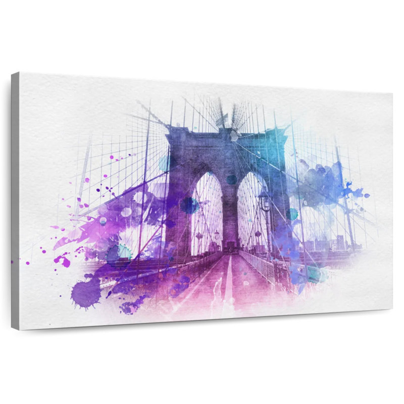 Lilie abstrait pont de Brooklyn, H 32 po x l 48 po