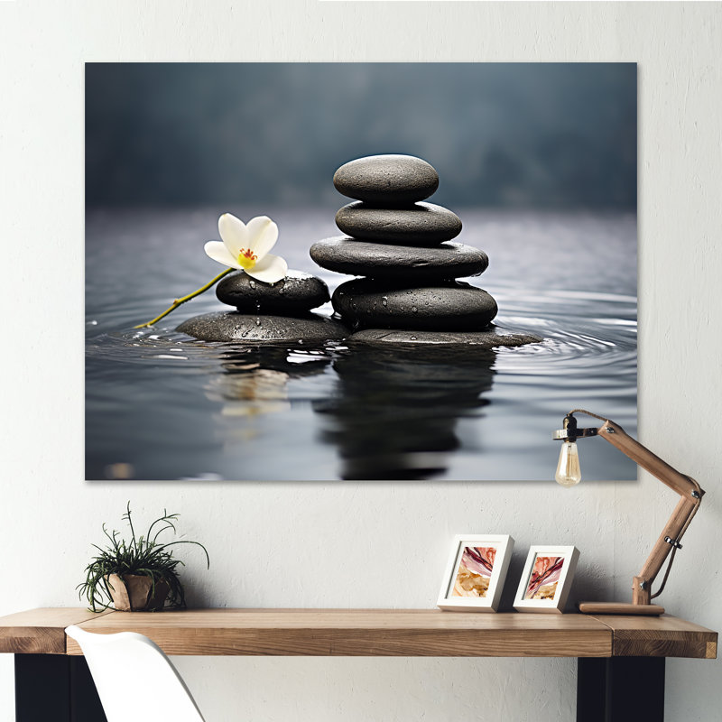Blue Zen Serenity of Spiritual Stones in Water III - impressions sur toile de pierre spirituelle, Toile tendue