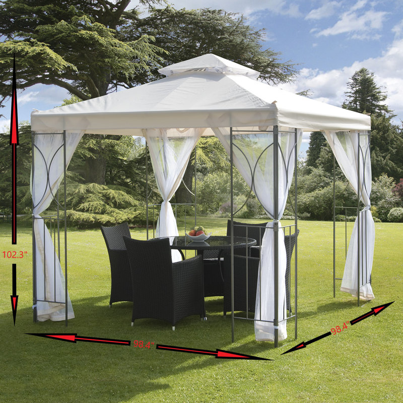 Pavillon de jardin 8,2 pi L 8,2 pi. D Pavillon de jardin en métal, Crème