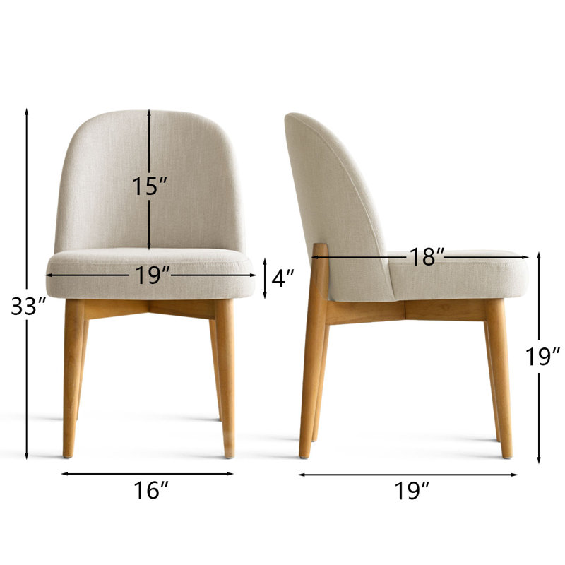 Hillier Linen Blend Parson Chairs with Solid Wood Legs , Beige
