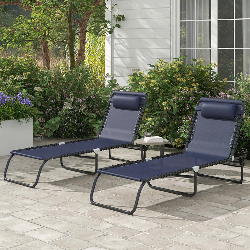 Ensemble 2 pièces de chaise longue pliante Outsunny