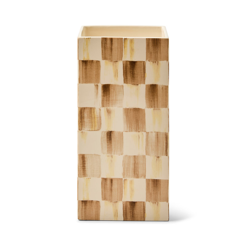 Mocha Check Pillar Vase