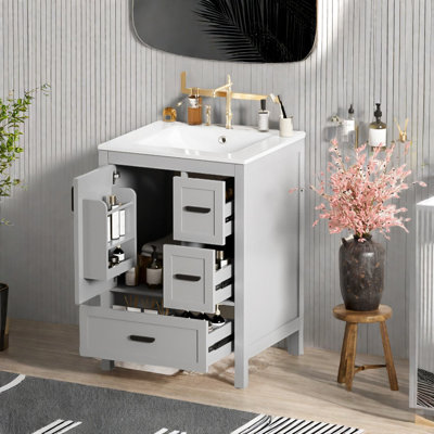 Meuble-lavabo moderne avec lavabo et rangement en céramique