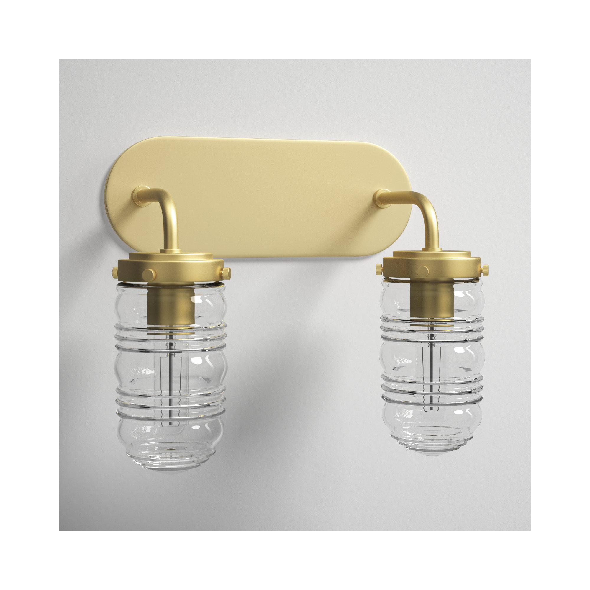 2 Light Dimmable Vanity Light, Aged Brass