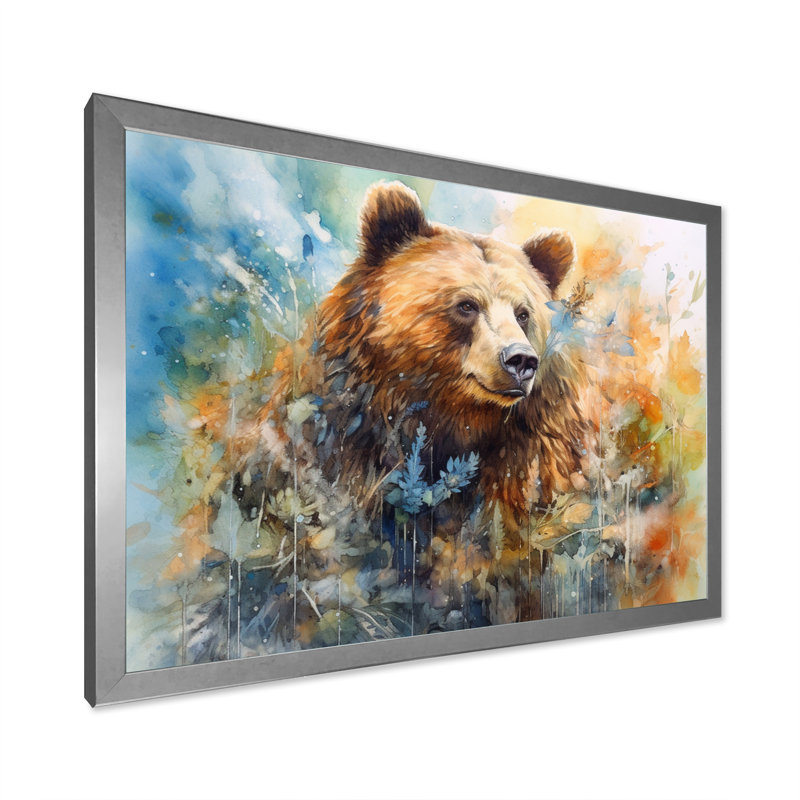 Majestic Grizzly II sur toile, Cadre photo argenté, H 30 po x l 40 po x P 1,5 po