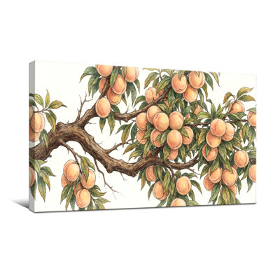 Plantes et fleurs - Branche de pêcher avec fruits et feuilles mûres