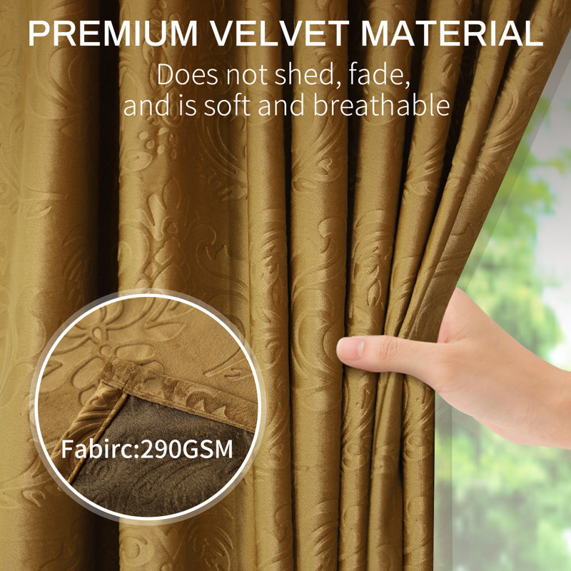 Hemington Blackout Curtain Pair, Gold, 52" W x 84" L