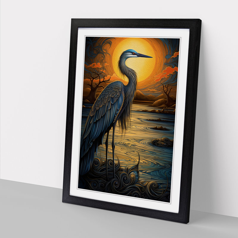 Heron Nouveau - Framed Print