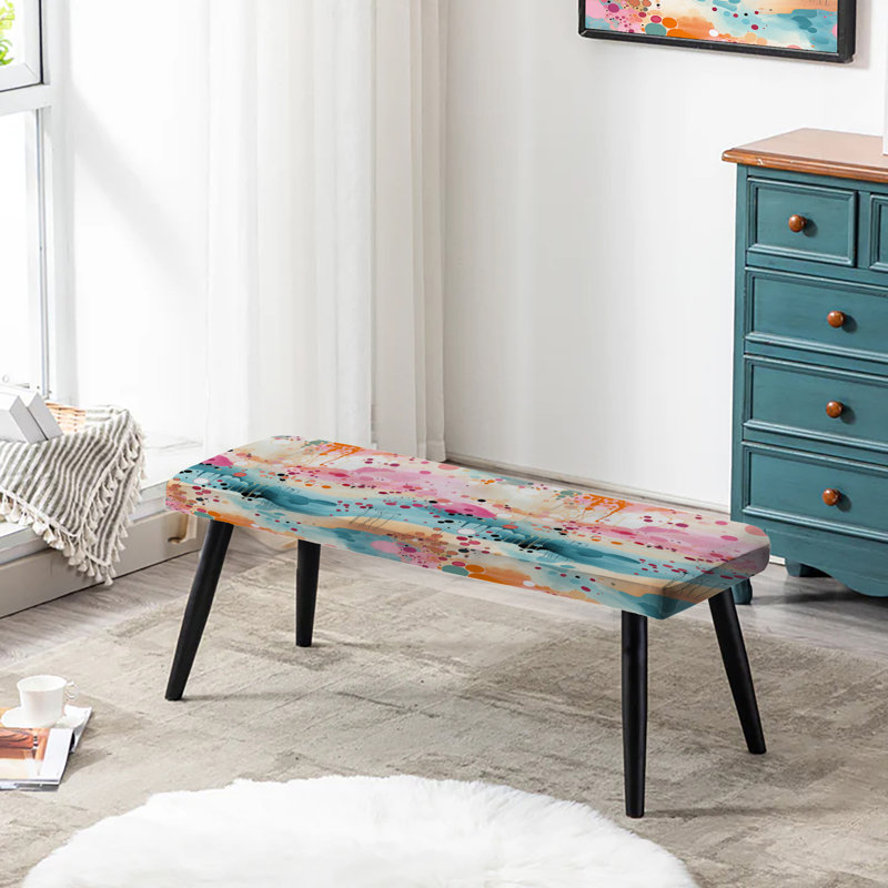 Banc rembourré noir Green Fusion Abstractions In Motion - Mid-Century