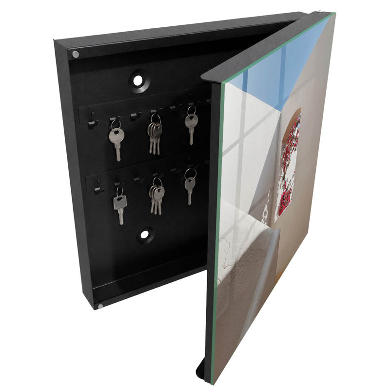 Key cabinet for home, Opens to the left, 30x30x5, White, Play of light and architecture with a hint of nature, 