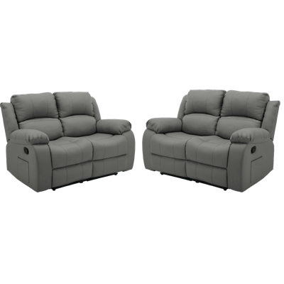 Nichoson 2-piece Faux Leather Manual Reclining Sofa, Overstuffed Armrest 2+2 Seater Recliner Sofa Set,beige