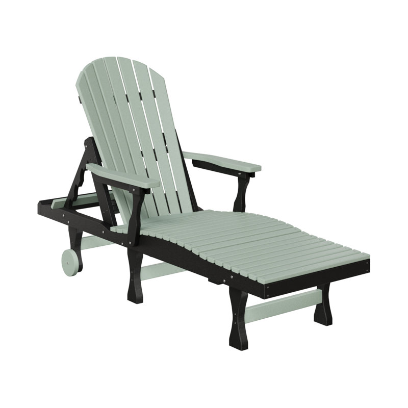 Berlin Gardens Comfo Back Chaise Lounge, Seafoam Top/Black Base