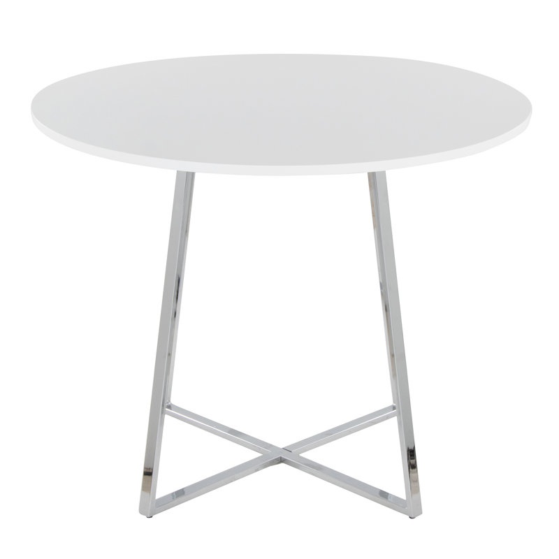 Cosmo Canary Dining Table, White, Chrome