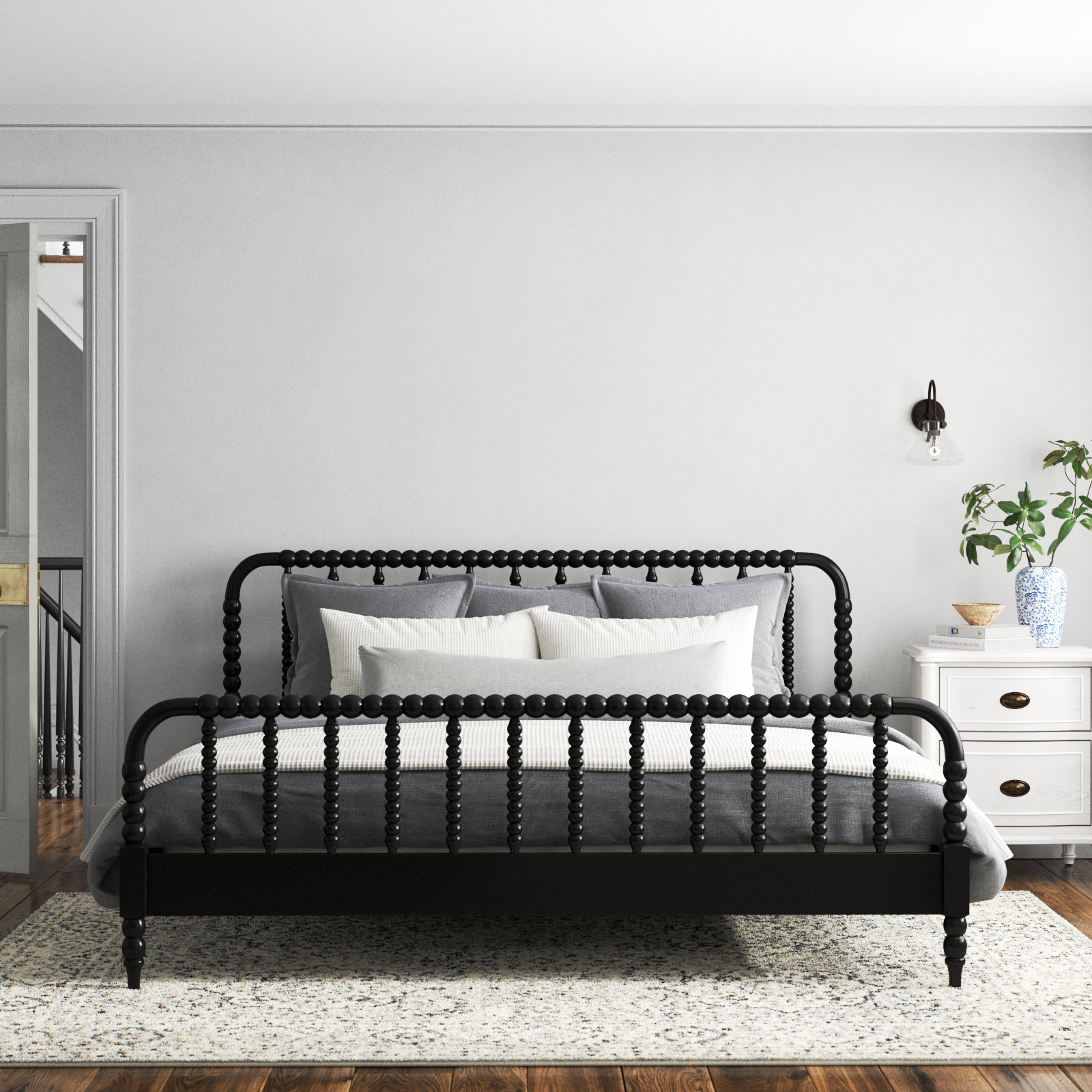 Benbrook Wood Spindle Bed, Black, King