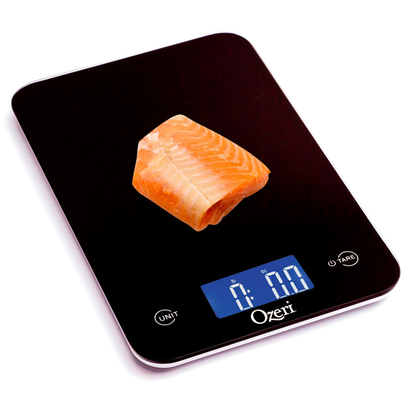 Balance de cuisine numérique Ozeri Touch (édition 12 lb) en verre trempé, Noir