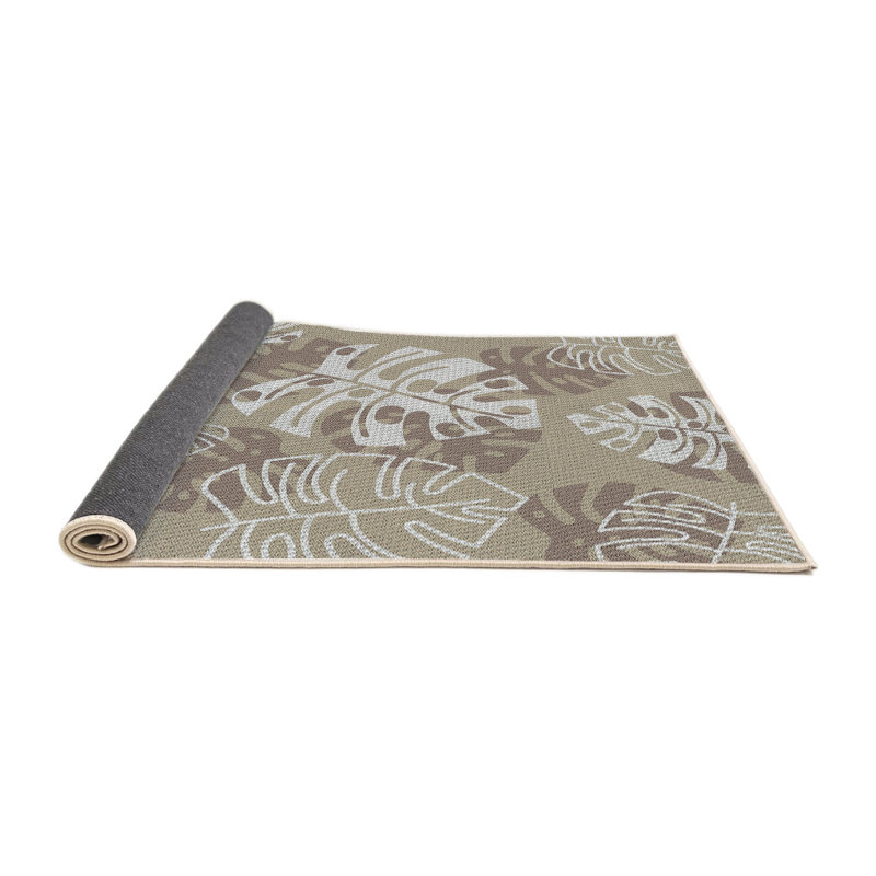Tapis gris/zone blanche à motifs, Rond 4 pi