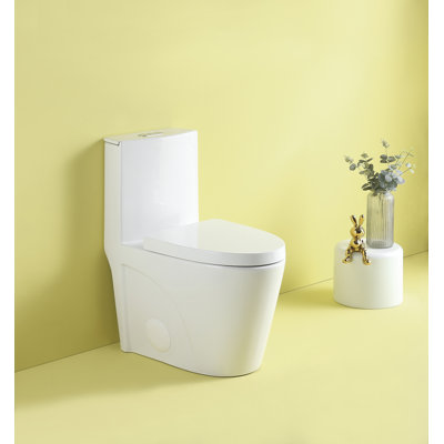 0.8/1.28 GPF Dual-Flush Elongated One-Piece Toilet with 17.13"" ADA Comfort Seat Height, Ceramic Glazed Surface(Soft Close Seat Included), 4 Colors -  ABRUZZO, CA-23T01-GW