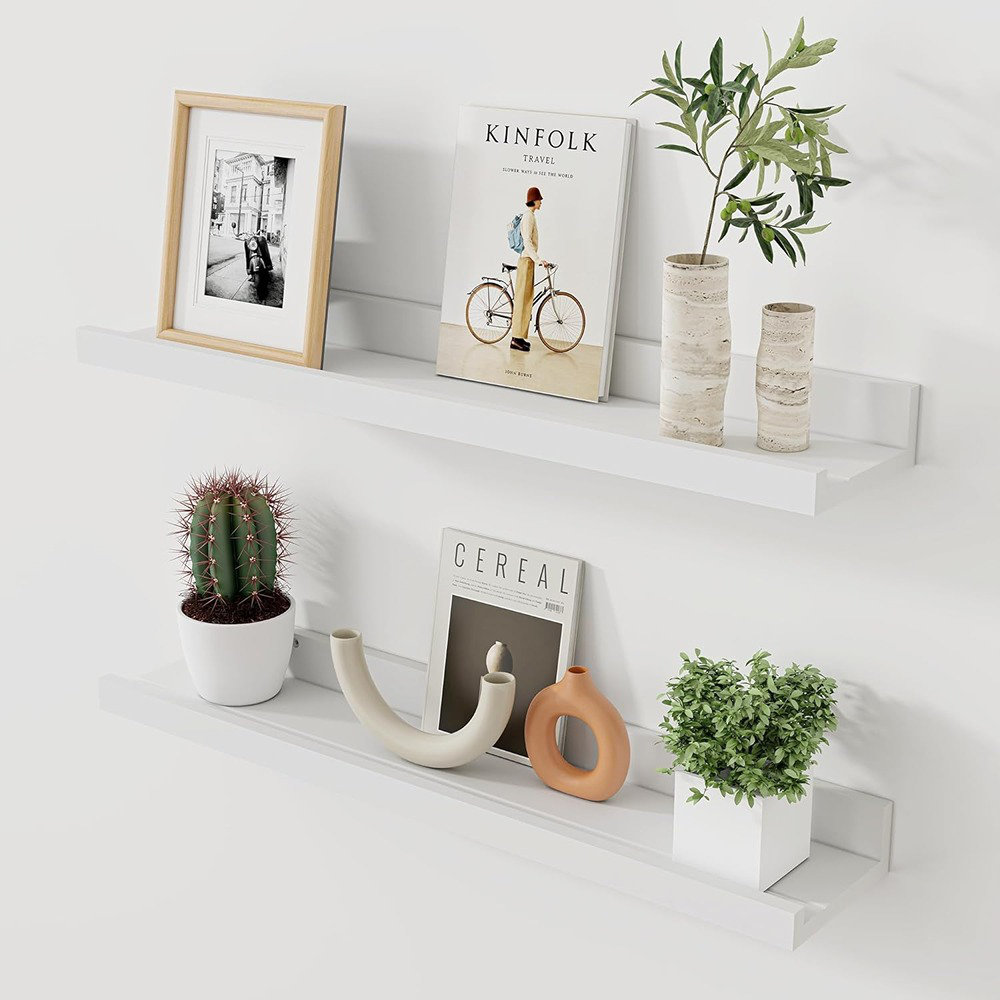 Ophelia & Co. Floating Solid Wood Picture Ledge – Set Of 2 White Wall ...
