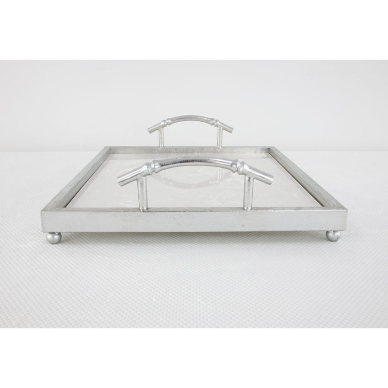 Lalana Decorative Tray, Antiqued Silver Leaf, 19" x 16"