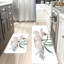 Paillasson blanc, art floral 2 pièces, tapis de cuisine antidérapants