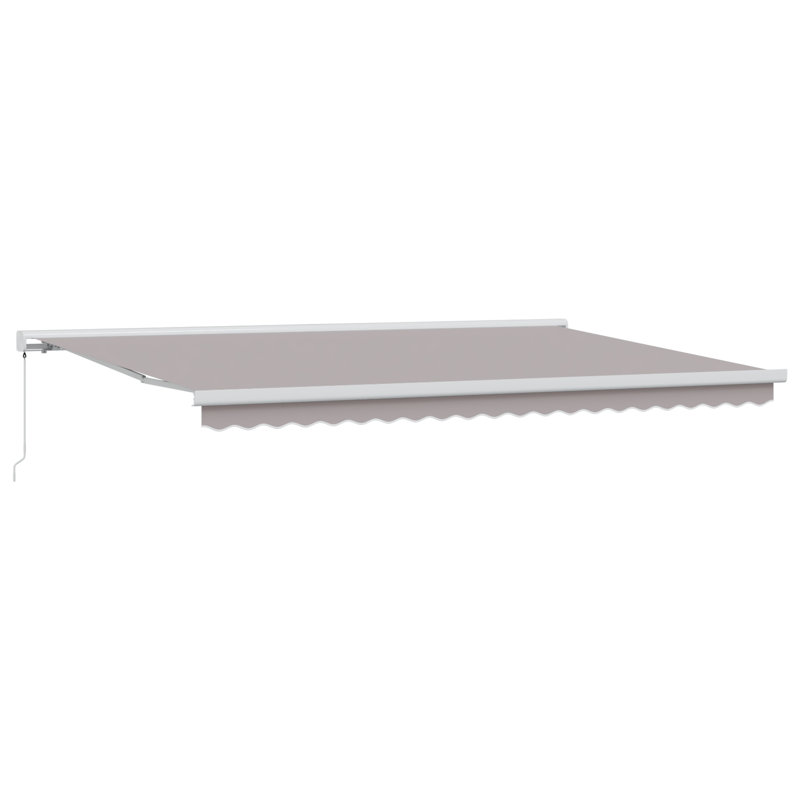 Longshore Tides Retractable Patio Awning, Light Grey, 500 cm W x 300 cm D