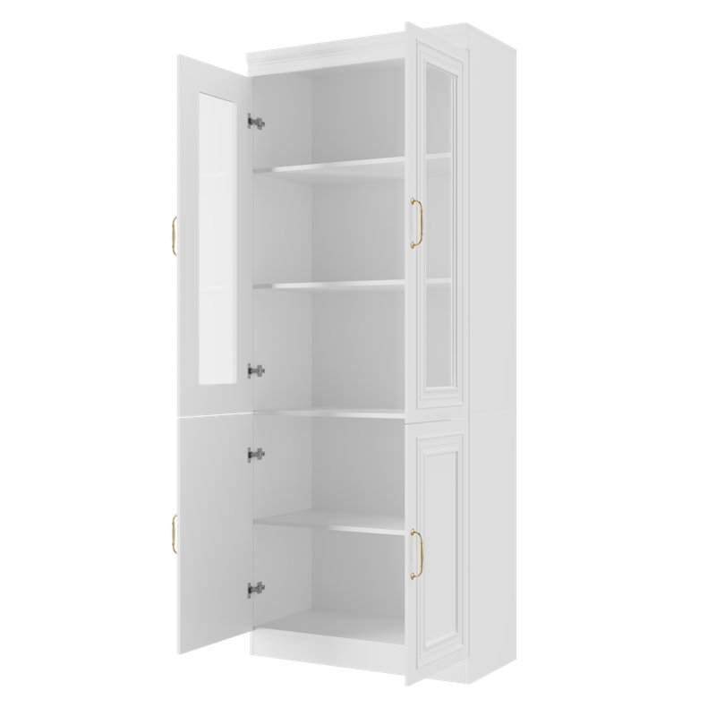 Bibliothèque avec portes vitrées, Blanc