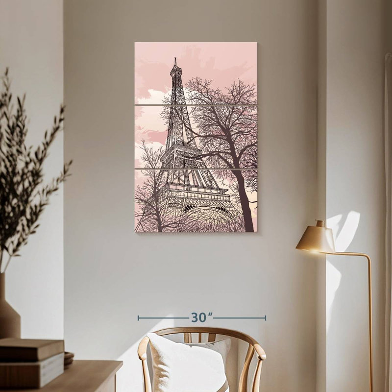 Tour Eiffel Nicci, ciel rose, H 38 po x l 24 po